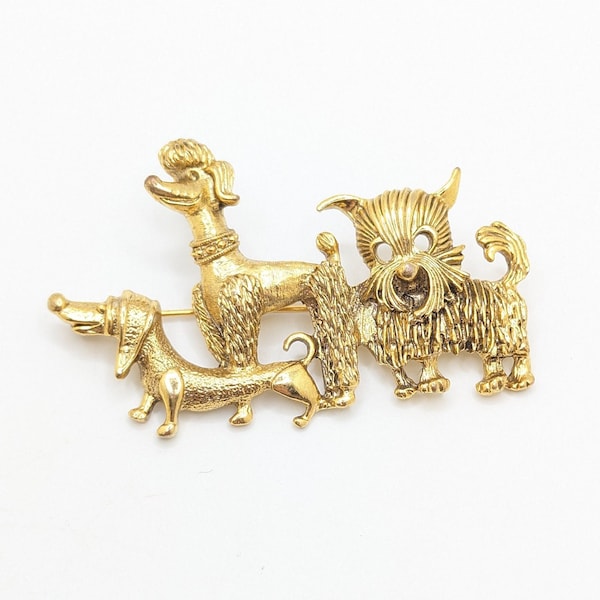Broche Vintage Petit Chien Caniche Western Germany - Bijou Ancien - Occasion Bon état