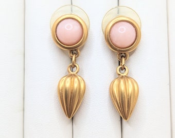 Boucles d'oreilles pendantes vintage Avon ton or rose pastel poignard lance gland cadeau de Noël cadeau fille nuptiale baby shower bas de Noël