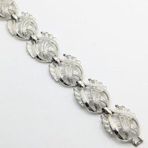 Vintage Coro Silver Tone Bracelet Link Art Deco Geometric Abstract Estate Jewelry 7 inch length