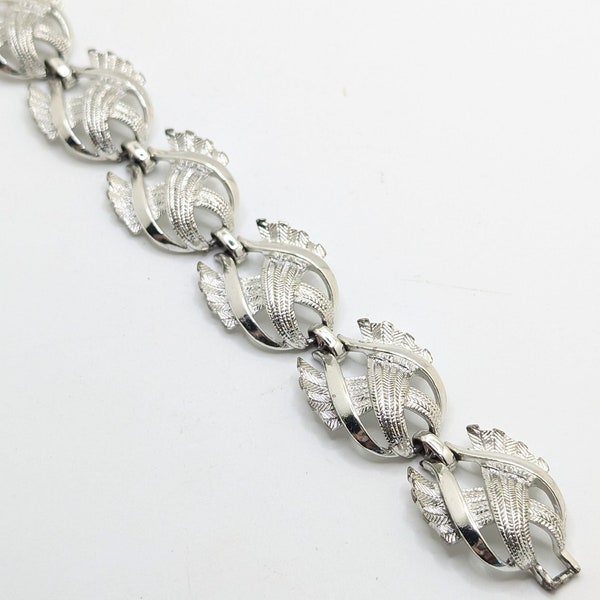 Vintage Coro Silver Tone Bracelet Link Art Deco Geometric Abstract Estate Jewelry 7 inch length