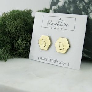 Georgia State Hexagon Earrings | Geometric Earrings | Stud Earrings | State Jewelry | Moving Gift | Hometown Love | Best Friend Gift