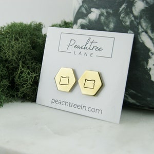 Oregon State Hexagon Earrings | Geometric Earrings | Stud Earrings | State Jewelry | Moving Gift | Hometown Love | Best Friend Gift