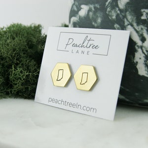 Indiana State Hexagon Earrings | Geometric Earrings | Stud Earrings | State Jewelry | Moving Gift | Hometown Love | Best Friend Gift