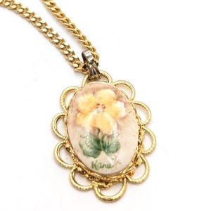 Vintage porseleinen bloem bloemenketting filigraan goudtint ondertekend bos aanwezig cadeau voor haar gele roos bruidsmeisje choker kraag geschenken