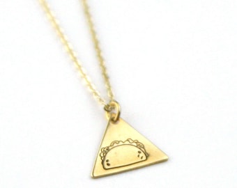 Taco Emoji Geometric Necklace | Gold Taco Tuesday Necklace | Food Necklace | Mexican Food Jewelry | Tacos and Tequila | Foodie necklace