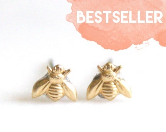Tiny Brass Bee Earrings | Honeybee Post Earrings | Bridesmaid Gifts | Bee Jewelry | Honey Bee Earrings | Teacher Gift | Bee Stud Earring