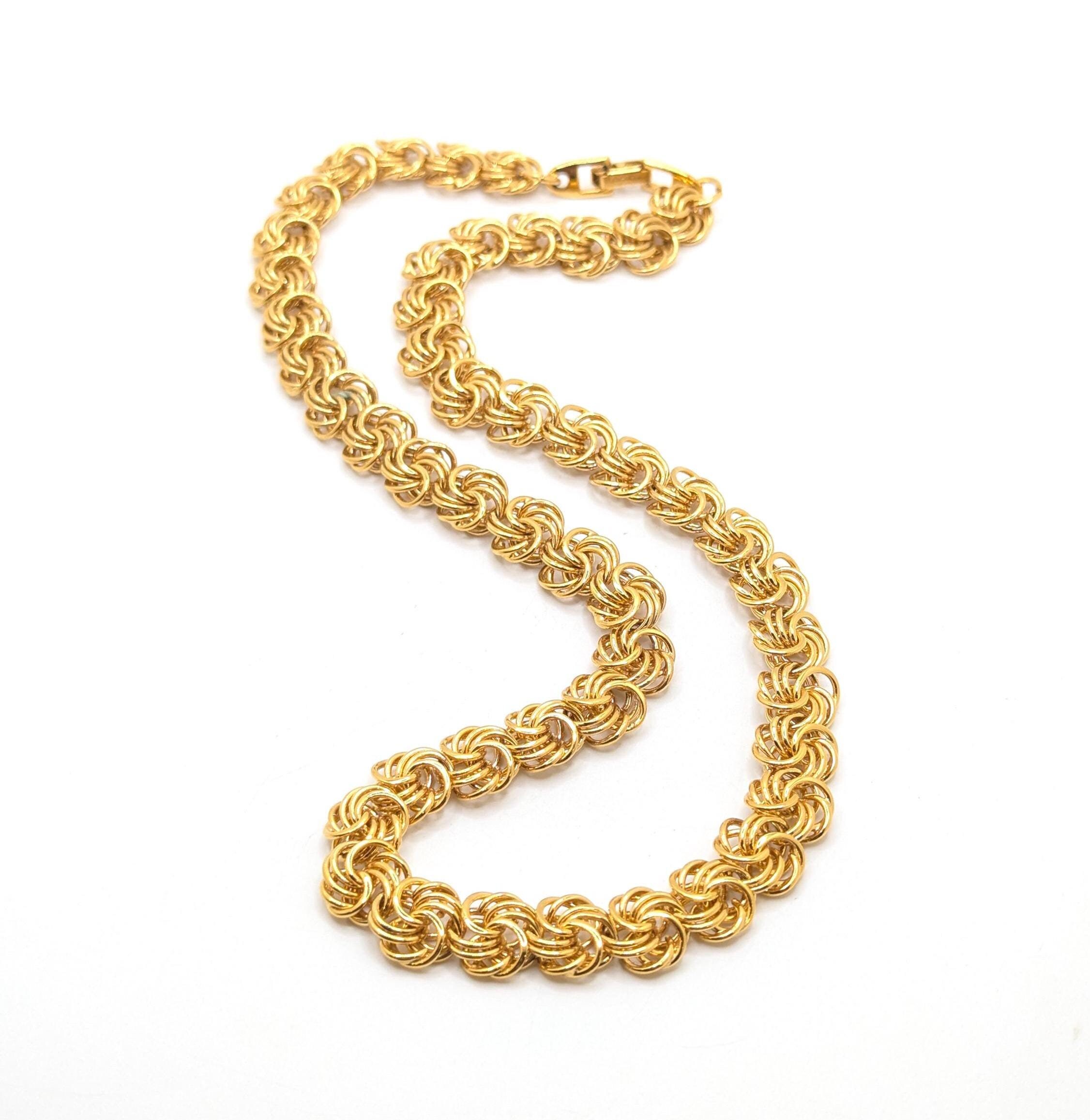 Vintage Napier Chunky Gold Tone Chain Necklace Signed 1980s