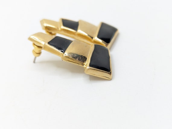 Vintage Art Deco Style Geometric Large Black Gold… - image 2