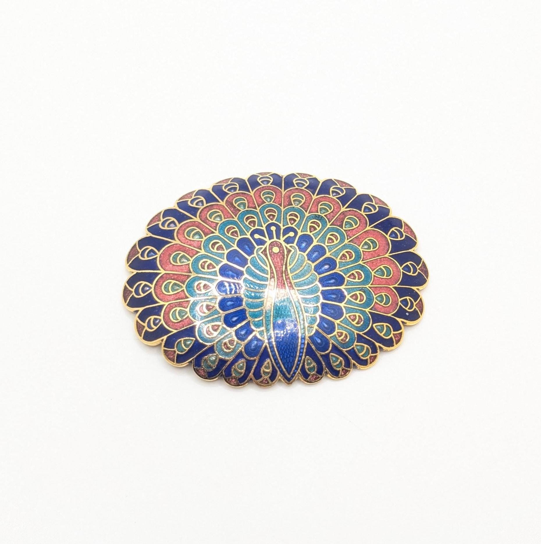 Enamel Peacock Belt Buckles - Multicolor Cloisonné Accent Vibrant cloisonné peacock, full of color and fine detail  main image 3