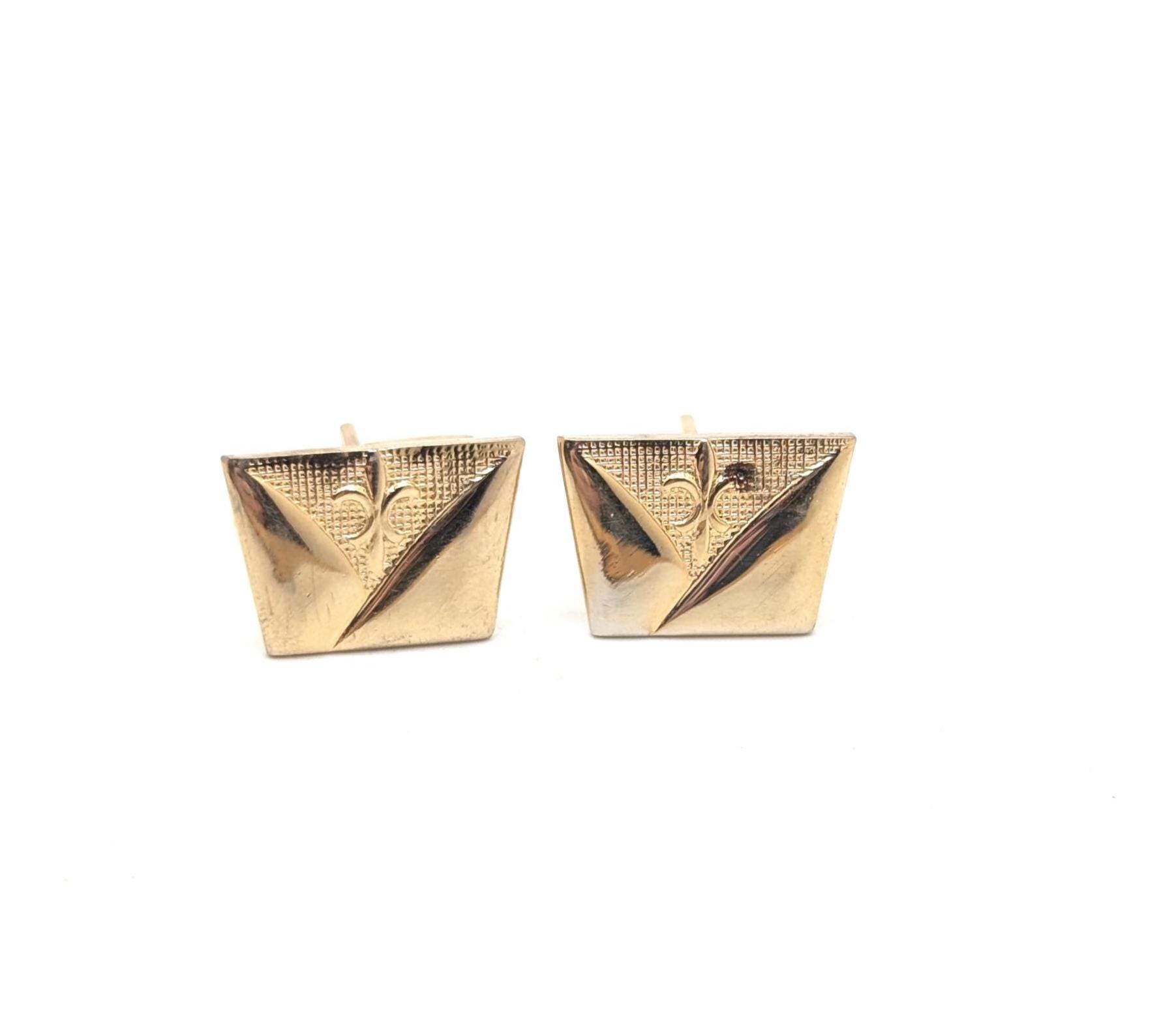 Boutons De Manchette Vintage Style Victorien / édouardien - Motif Fleur De Lis, Or