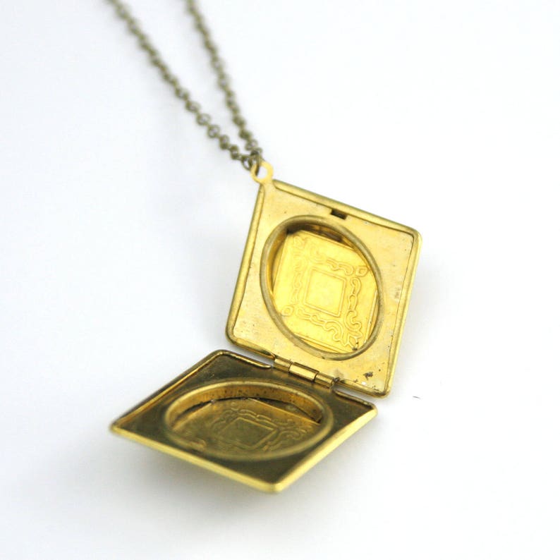 Vintage Locket Necklace Brass Locket Bridemaid Gifts Etsy