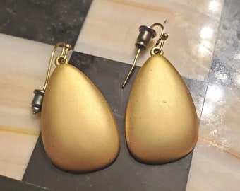 Vintage Matte Gold Tone Earrings Dangle Fancy Christmas Gift Holiday Accessories Birthday Gift for Her Drop