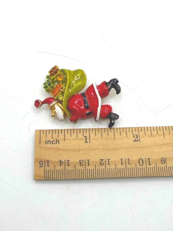 Vintage Art Arthur Pepper  ART Santa Claus Brooch Lapel Pin Christmas Holiday Present Gift Costume Jewelry Signed Gift Holidays Present Her View 3