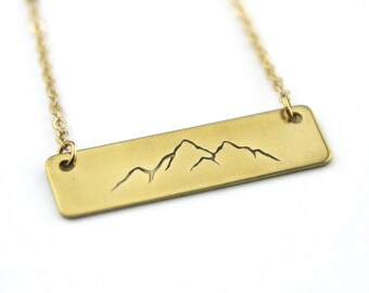 Mountain Range Bar Necklace | Wander Necklace | Outdoor | Nature Lover Gift | Camping | Gold Necklace | Get Outdoors | Adventure Gift