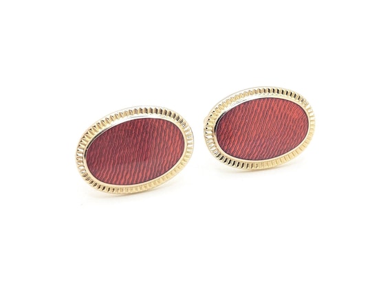 Boutons De Manchettes Vintage Rouge Et Doré - Ancienne Paire, Style Rétro élégant
