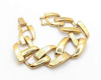 Vintage Gold Tone Rhinestone Chain Link Bracelet 7 - Etsy