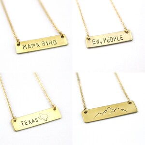 Mama Llama Brass Bar Necklace Gift For Mom Raising My Tribe Momma Bird Mama Bear New Mom Gift Mom Present Gold Necklace image 7