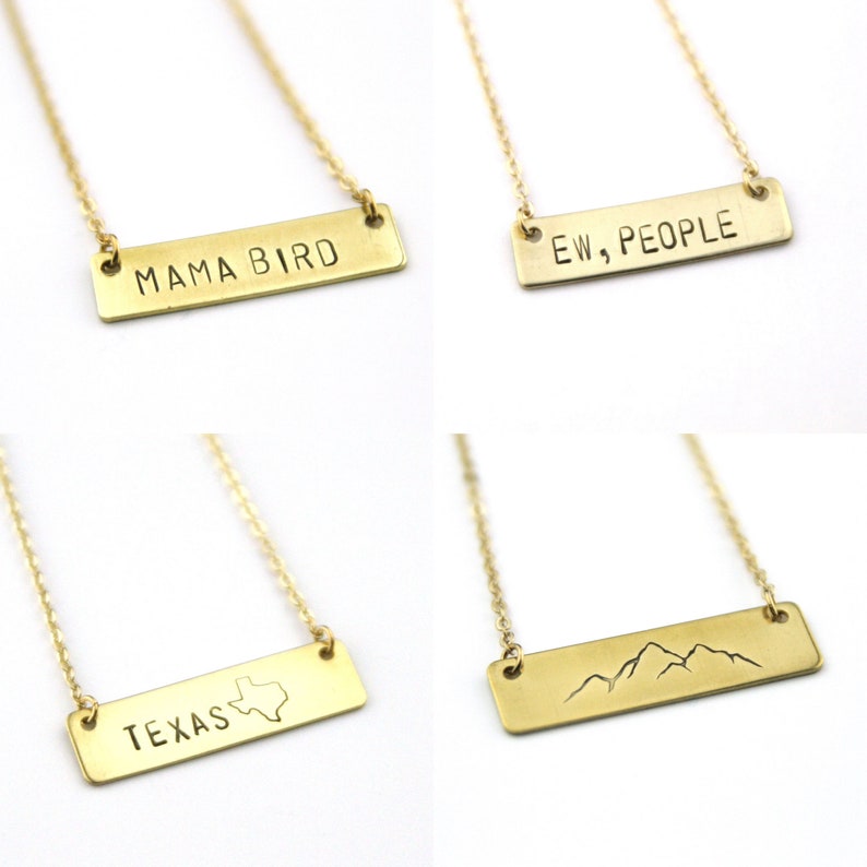 Mama Llama Brass Bar Necklace Gift For Mom Raising My Tribe Momma Bird Mama Bear New Mom Gift Mom Present Gold Necklace image 7