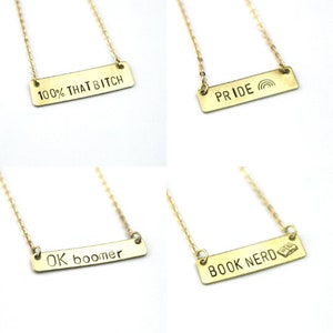 Neurodivergente Messing Gold Bar Halskette Autismus Krieger ADHS ADD Inklusion Akzeptanz Sonderpädagogik Lehrer Geschenk für ihre Vielfalt Bild 8