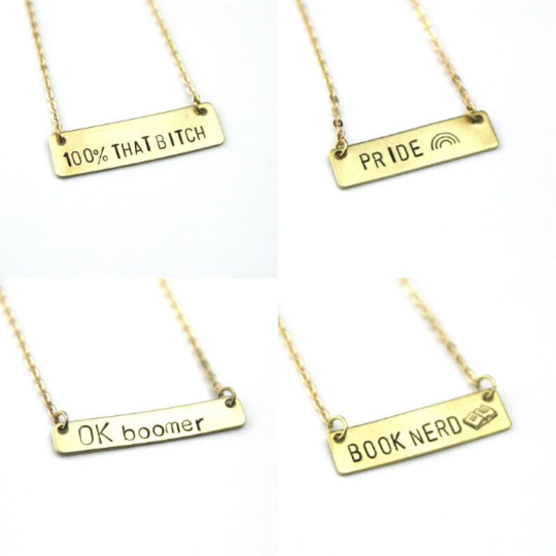 Neurodivergente Messing Gold Bar Halskette Autismus Krieger ADHS ADD Inklusion Akzeptanz Sonderpädagogik Lehrer Geschenk für ihre Vielfalt Bild 8
