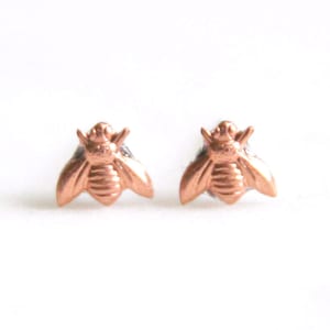 Tiny Copper Bee Earrings | Honeybee Rose Gold Post Earrings | Bridesmaid Gifts | Bee Themed Wedding | Bridal Party Gifts | Insect Jewelry