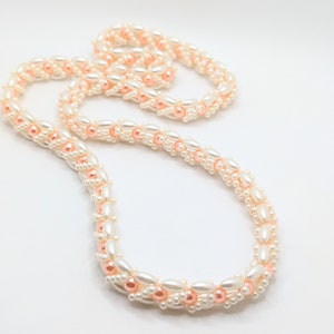 Vintage cuerda rosa pálido cuentas imitación perla coral collar capas gruesa regalo de Navidad estilo flapper