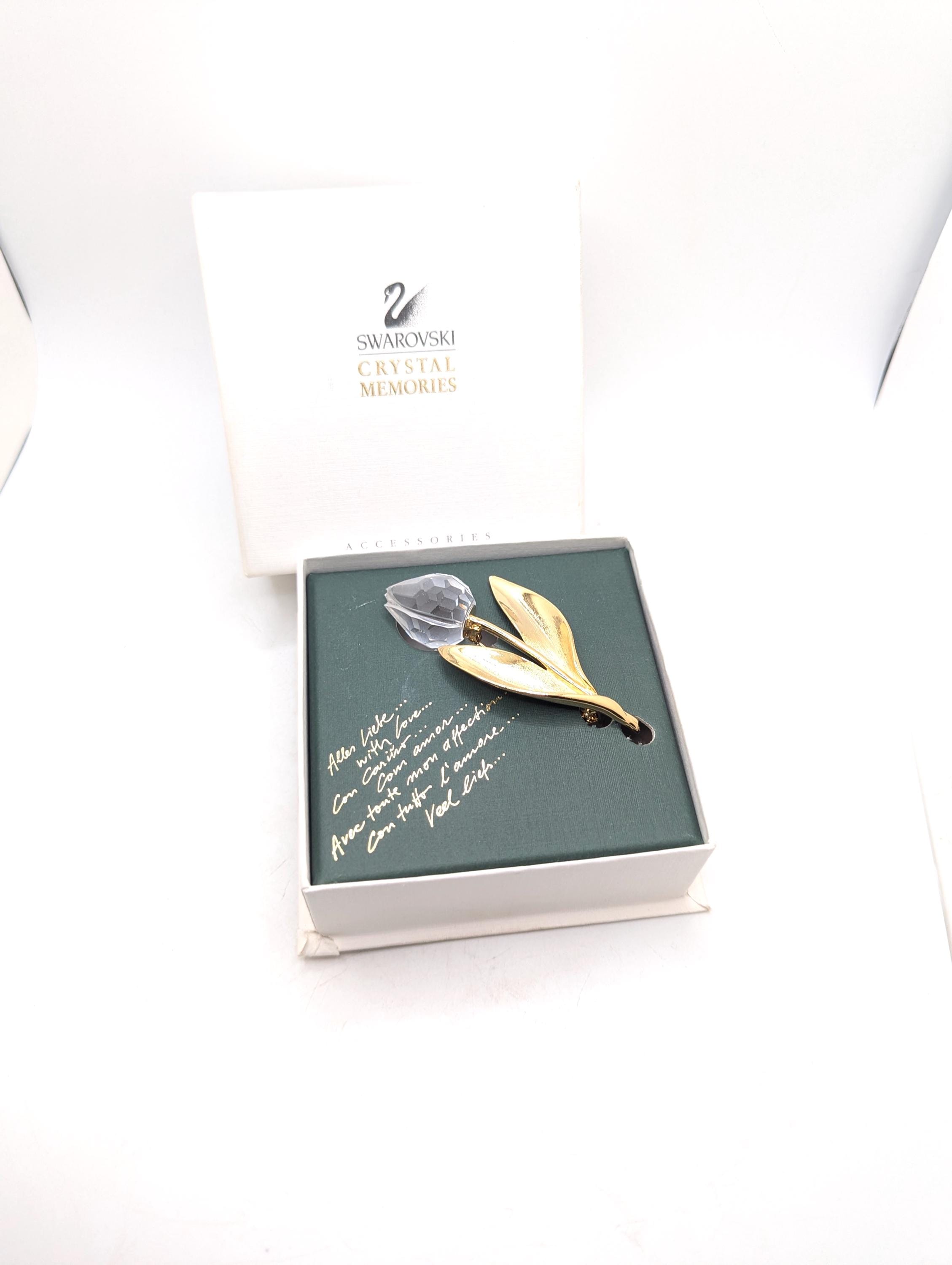 Vintage Swarovski Crystal Memories Flower Brooch Lapel Pin Austria