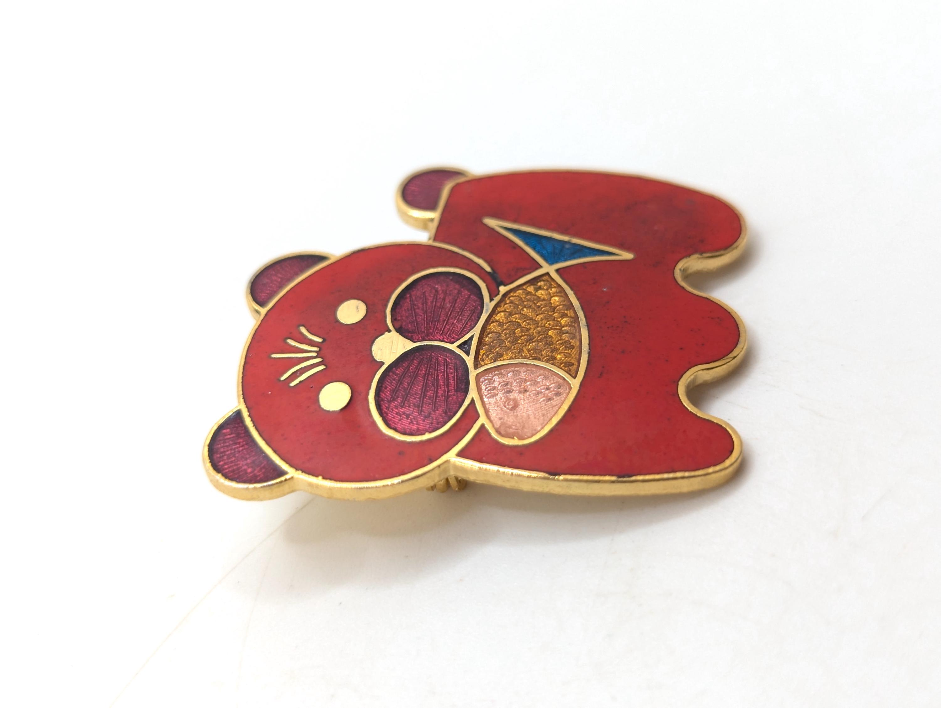 Vintage Cloisonne Dog Fish Anime Brooch Lapel Pin Pup Puppy