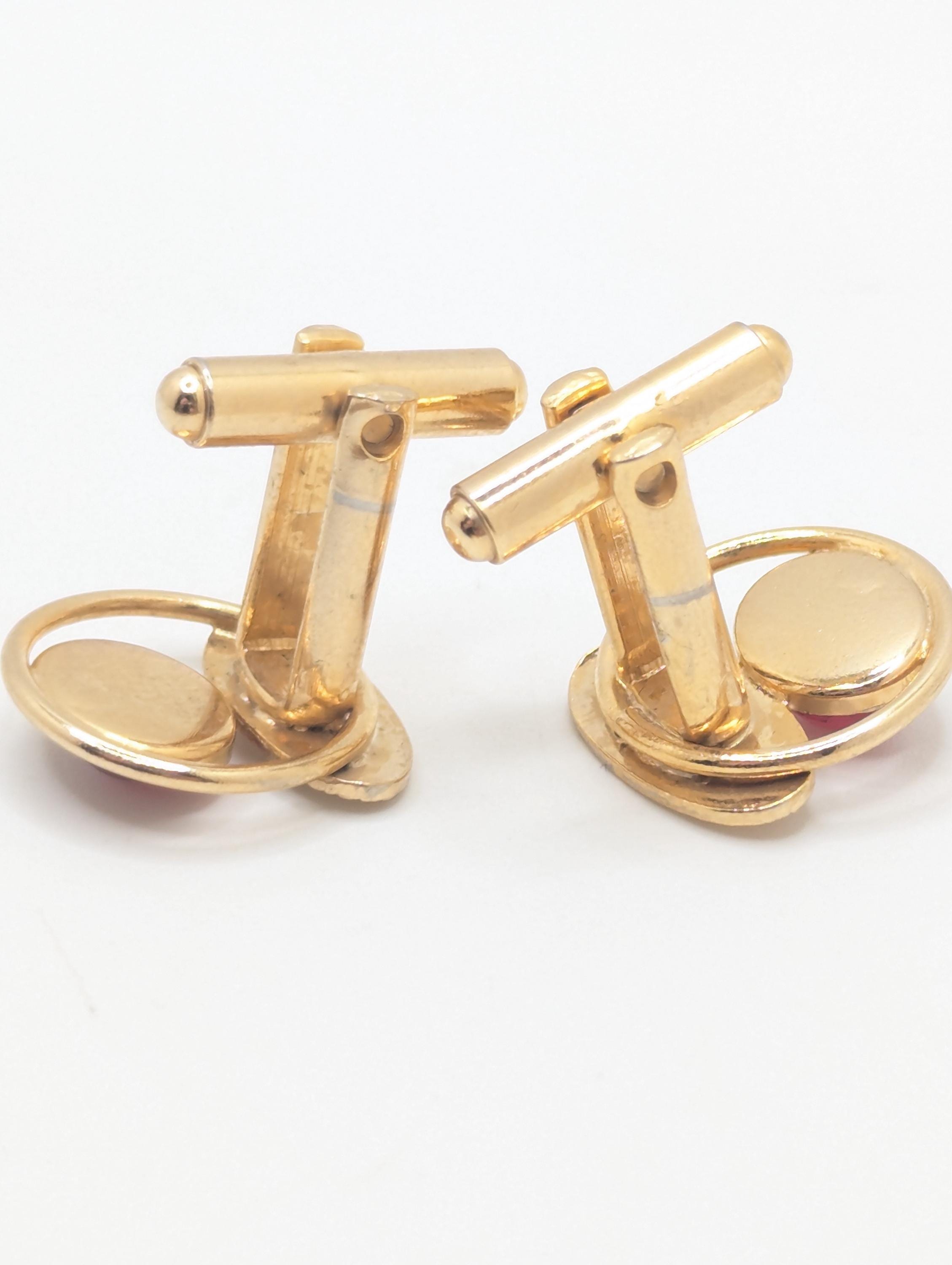 Boutons De Manchette Vintage Plaqué Or - Style Moderniste Brutaliste - Dimensions 20x12 Mm - Occasion
