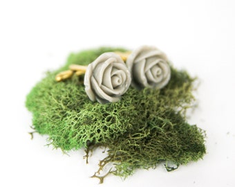 Gray Rose Flower Cufflinks | Grey Rose | Grooms Gift | Best Man Gift | Groomsmen Gift | Wedding Attire | Floral Cufflinks | Cuff Link