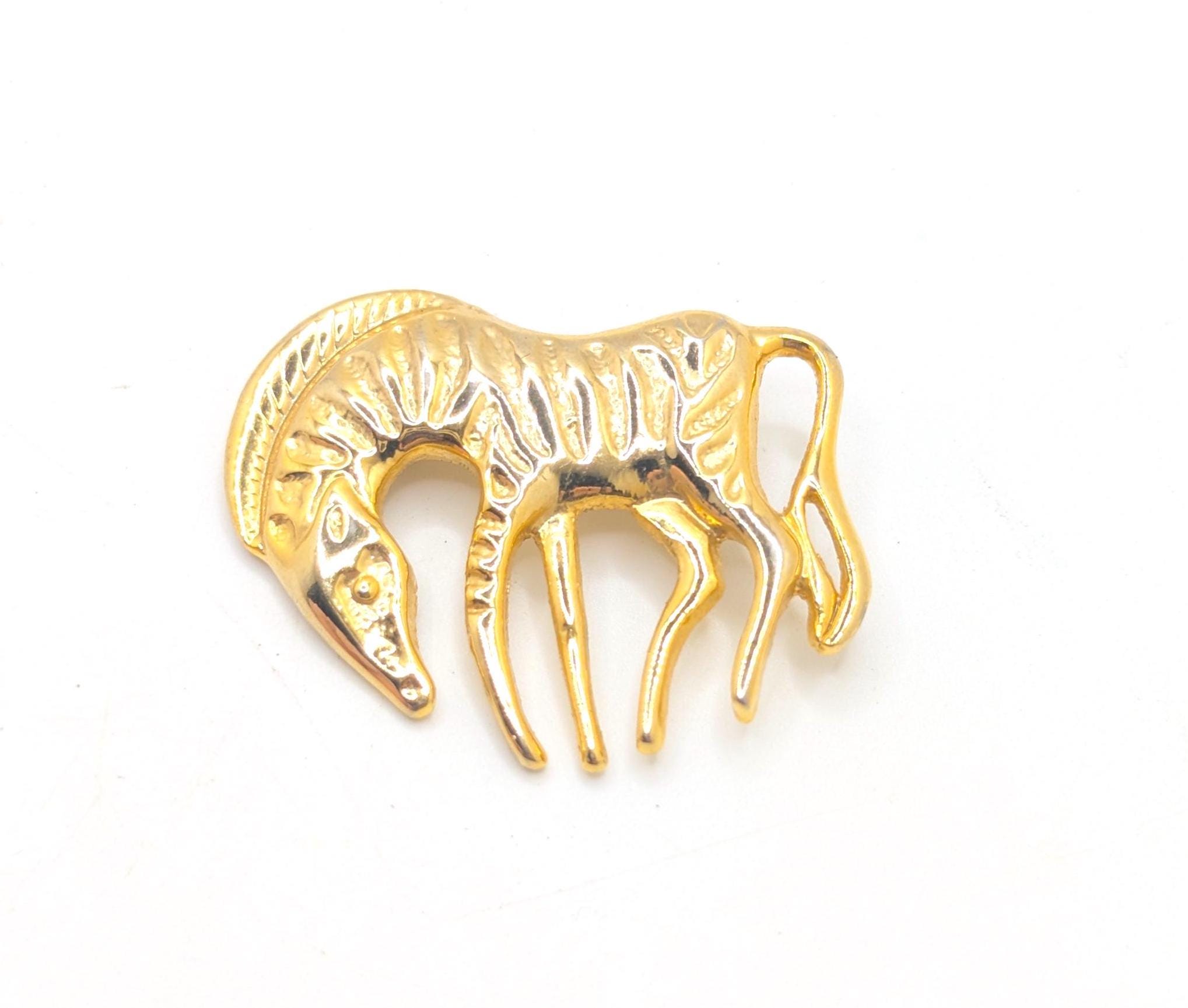 Vintage Zebra Gold Tone Brooch Lapel Pin Africa Safari Zoo Scatter Pins ...