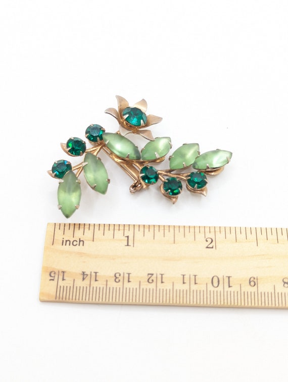 Vintage Emerald Green Frosted Flower Ombre Brooch… - image 4