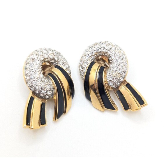 Vintage Carolee Signed 1980s 1990s Clip on Earrings Rhinestone