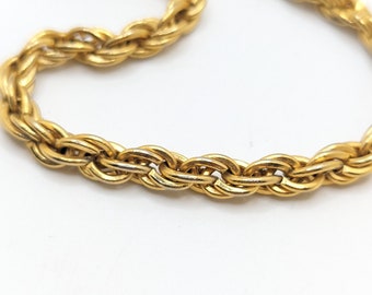 Vintage Rope Chain Chunky Gold Tone Necklace Simple