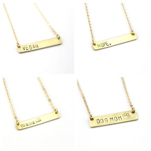 Mama Llama Brass Bar Necklace Gift For Mom Raising My Tribe Momma Bird Mama Bear New Mom Gift Mom Present Gold Necklace image 4