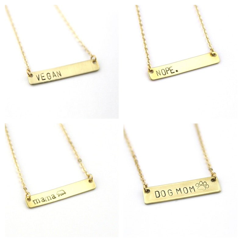 Mama Llama Brass Bar Necklace Gift For Mom Raising My Tribe Momma Bird Mama Bear New Mom Gift Mom Present Gold Necklace image 4