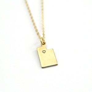 Utah Brass Heart Necklace | Salt Lake City Pride Necklace | Custom State Necklace | Moving Gift | Bridesmaid Jewelry | Gift Under 30