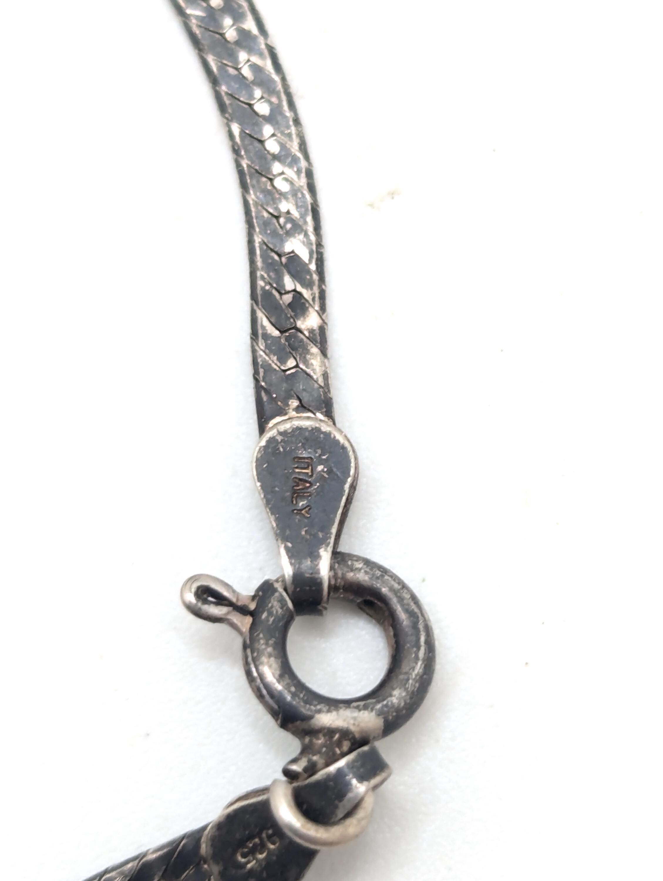 Vintage Sterling Silver 925 Italy Snake Chain Bracelet Flat Simple 