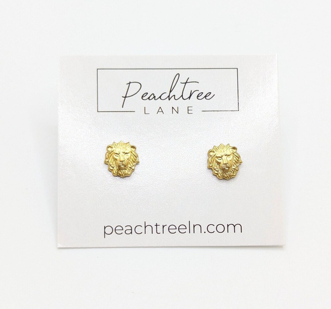 Yoqb Minimalist Lion Head Stud Earrings Stainless Steel Hollow Animal Crown Pierced Studs Earring Fashion Jewelry For Women Bff Hypoallergenic A110