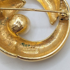 Vintage Napier Runde Kreis signiert Brosche Anstecknadel Gold Faux Perle geometrische Geschenk für sie Feminine Ihn Scatter Pins Jahrestag Bild 3
