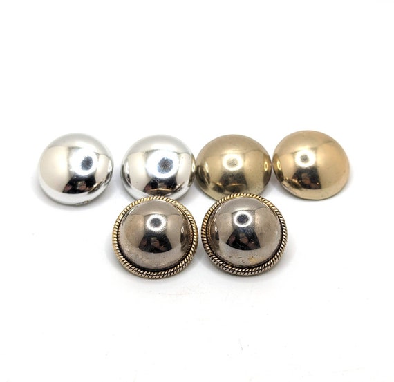 Lot of 3 Vintage Dome Domed Silver Gold Clip On E… - image 1
