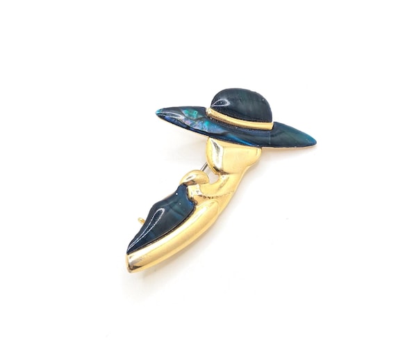Vintage Park Lane Art Deco Abalone Woman Brooch Lapel Pin  display picture 1