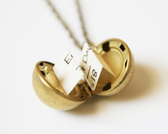 Messing Ball Medaillon | Personalisierte Medaillon Halskette | Geheime Nachricht Locket Halskette | Geschenke für die Hochzeit | Benutzerdefinierte Schmuck
