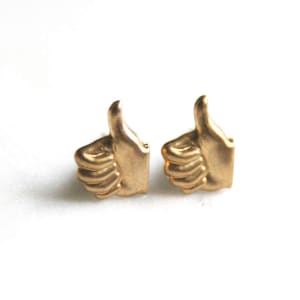 Thumbs Up Earrings | Brass Earrings | Brass Jewelry | Good Job Earring | Gold Earrings | Facebook Like | Thumbs Down | Encouragement Earring