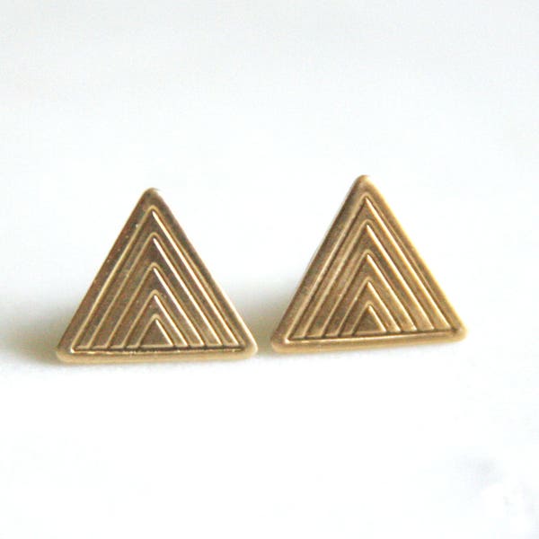 Geometric Brass Earrings | Art Deco Style Earrings | Triangle Earrings | Geometric Jewelry | Brass Jewelry