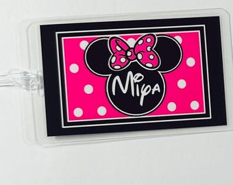 Personalized Minnie or Mickey Mouse Luggage Tag - Handmade Keepsake