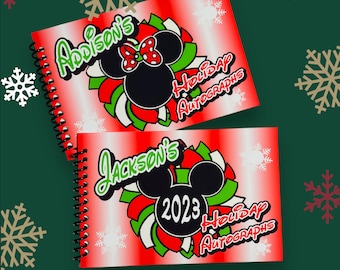 Personalized Disney Christmas Autograph Book - Elf Mickey or Minnie - Mickey’s Very Merry Christmas Party - 25 blank Pages  - 4"x6" - MVMCP