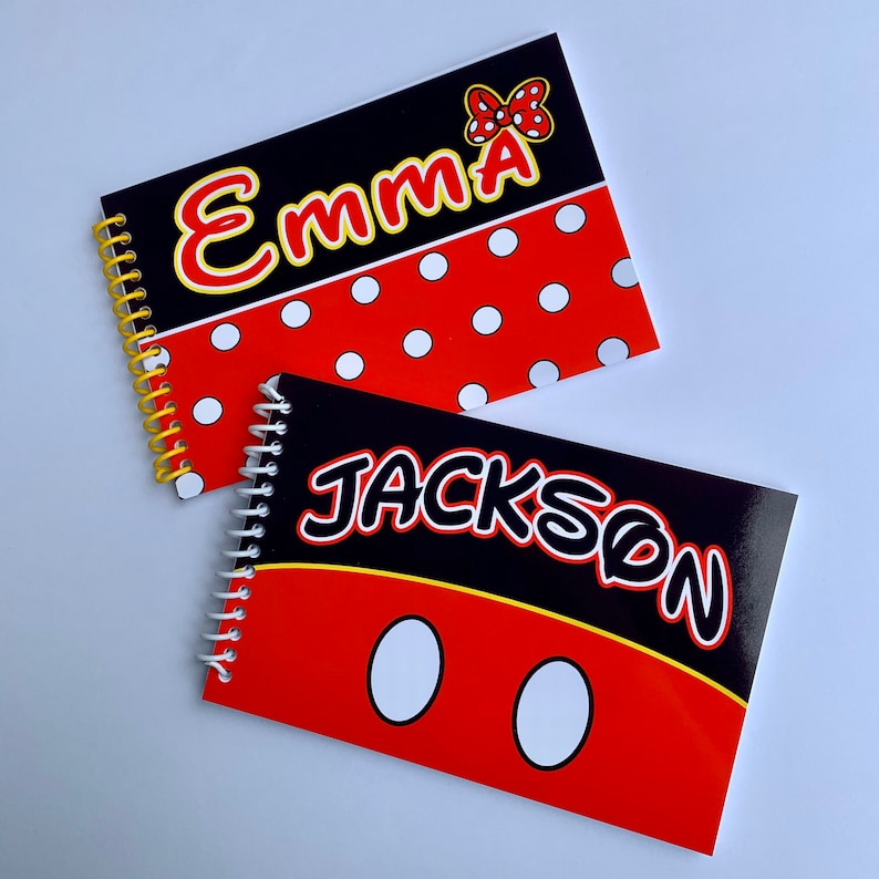 Personalized Disney Autograph Book Minnie or Mickey Mouse Book Polka Dots Disney Albums Custom Books 4x6 inch book 25 Blank Page image 6