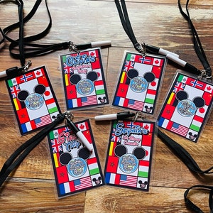 Drink Around the World - Epcot passport - Personalized - Girl’s Trip - Bachelorette Bachelor - 21st Birthday - Food & Wine - Lanyard Marker