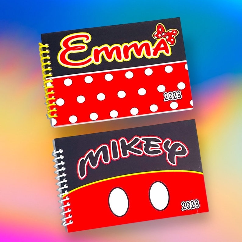 Personalized Disney Autograph Book Minnie or Mickey Mouse Book Polka Dots Disney Albums Custom Books 4x6 inch book 25 Blank Page image 2